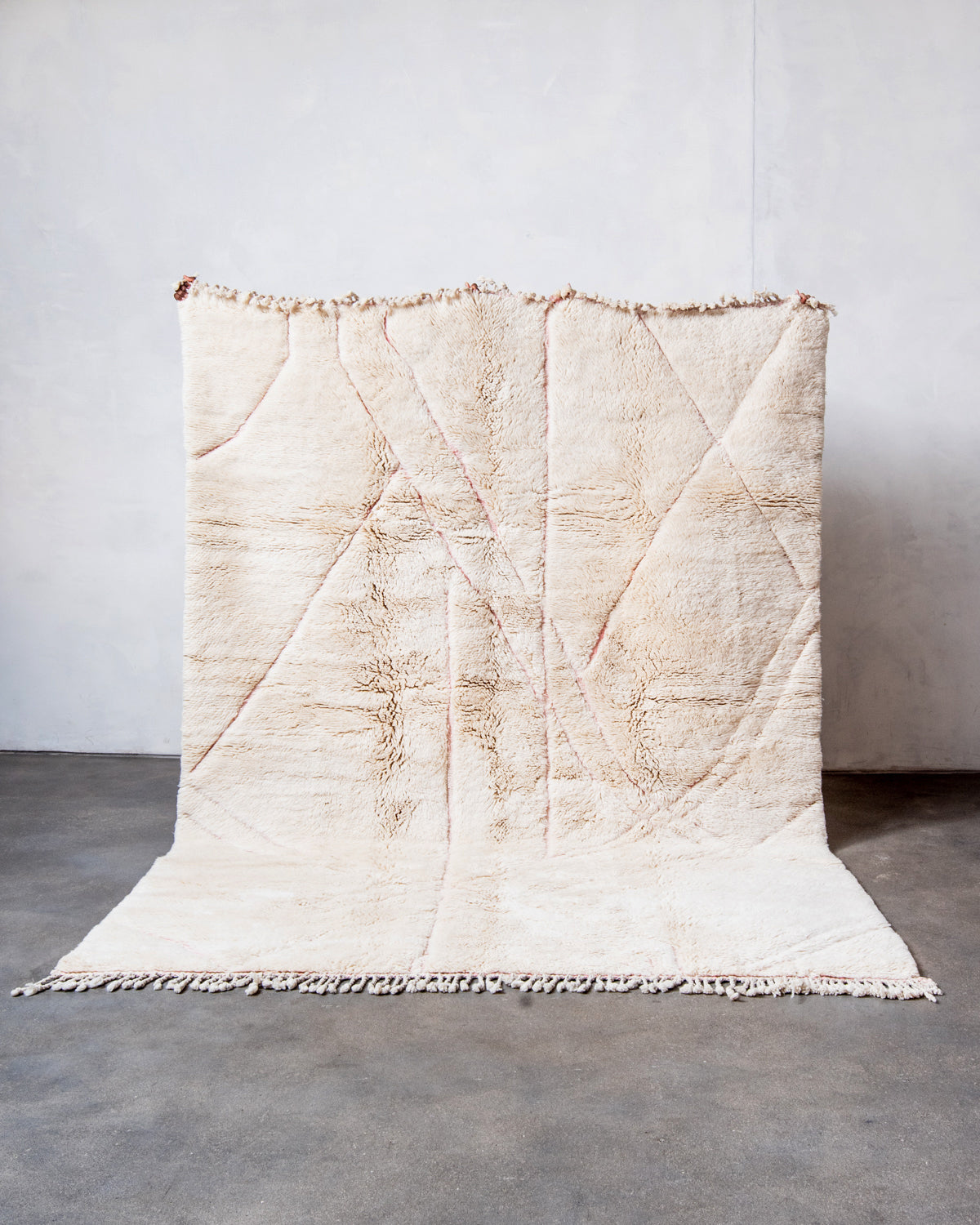 Modern, designer, handcrafted 100% sheep’s wool Berber rug from Morocco. Beni M’rirt carpet with beautiful colours and patterns and fluffy wool texture. Edit alt text